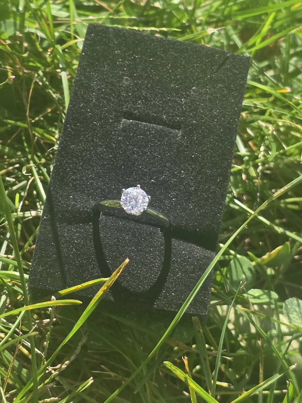 Sterling Silver Solitaire CZ Engagement Ring - White - Picture 3 of 3